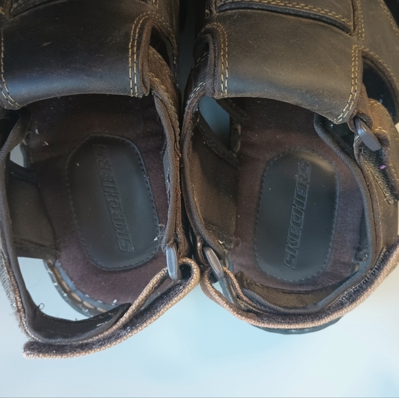 Skechers Mens Fisherman Sandals Size 11 Brown Chunky Leather Closed Toe Y2K 90s - Picture 9 of 10